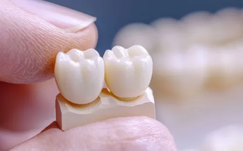 Zirconia ceramic crown versus PFM porcelain-fused-to-metal crown side-by-side comparison — Dr. Sri Sushma Dental Clinic Anandbagh Hyderabad